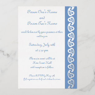 Sweet Paisley Hearts in Periwinkle Foil Invitation
