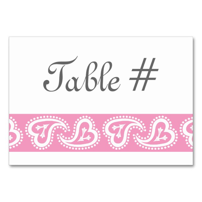Sweet Paisley Hearts in Petal Pink Table Card (Front)