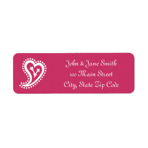 Sweet Paisley Hearts in Raspberry Address Label