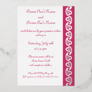 Sweet Paisley Hearts in Raspberry Foil Invitation