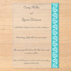 Sweet Paisley Hearts in Turquoise Acrylic Wedding  Invitations