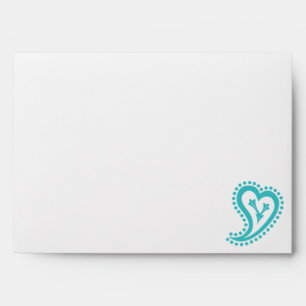 Sweet Paisley Hearts in Turquoise Envelopes