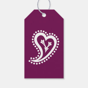 Sweet Paisley Hearts in Wine Gift Tag