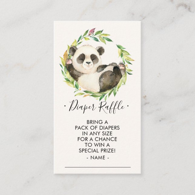 Sweet Panda Baby Shower Diaper Raffle Ticket Enclosure Card (Front)