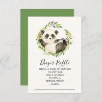 Sweet Panda Bear Baby Shower Diaper Raffle Ticket
