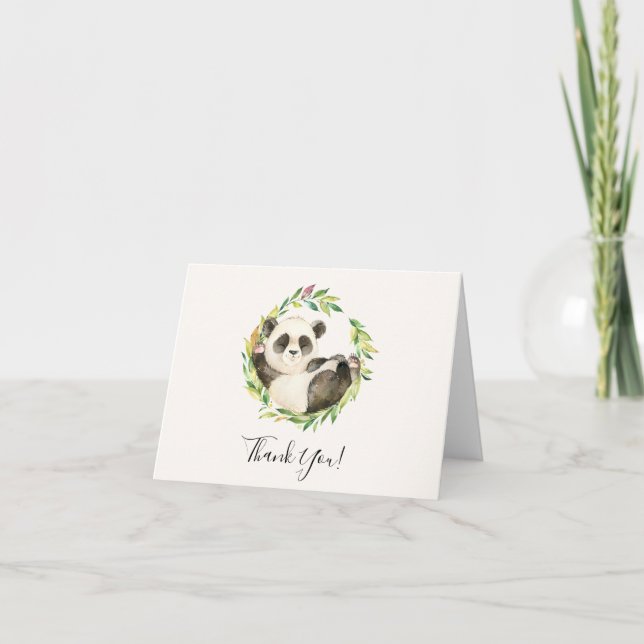 Sweet Panda Bear Baby Shower Thank You Note (Front)