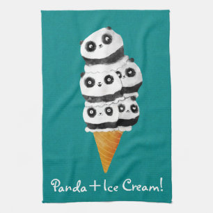 Sweet Panda Bear Ice Cream Cone Kitchen Towel