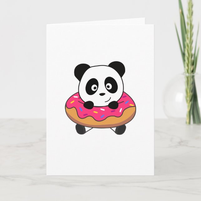 Sweet Panda Bear Pandas Doughnut Streusel Card (Front)