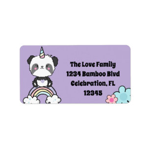 Sweet Panda Unicorn Girly Floral Label