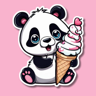 Sweet Panda with Ice Cream Cone Waterproof