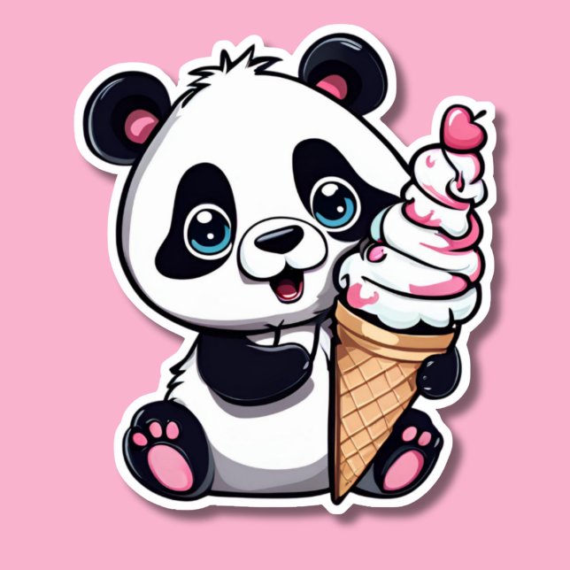 Sweet Panda with Ice Cream Cone Waterproof  (Creator Uploaded)
