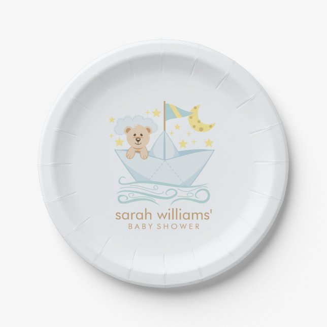 Sweet Paper Boat Bear Plate (Front)