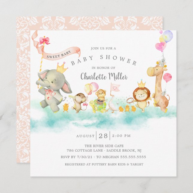 Sweet Parade Baby Shower Invitation (Front/Back)