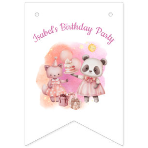 Sweet Pastel Animal Birthday Bunting Flags