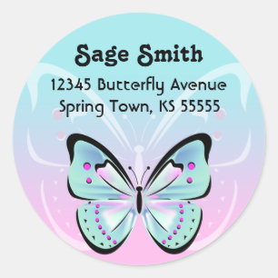 Sweet Pastel Butterfly Address Label
