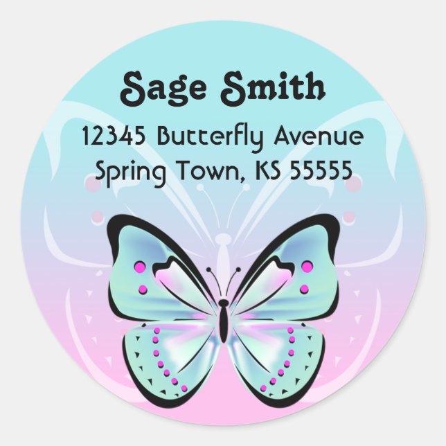 Sweet Pastel Butterfly Address Label (Front)