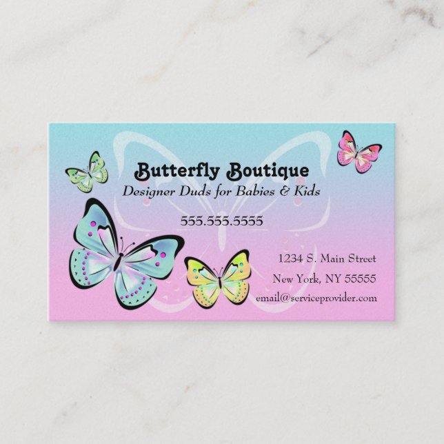 Sweet Pastel Butterfly Business Card (Front)