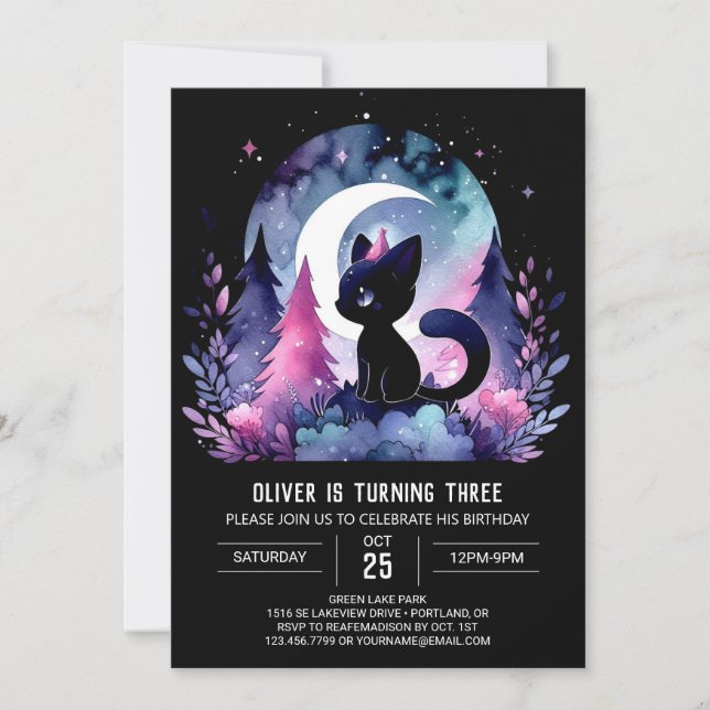 Sweet Pastel Cat Birthday Invitation (Front)
