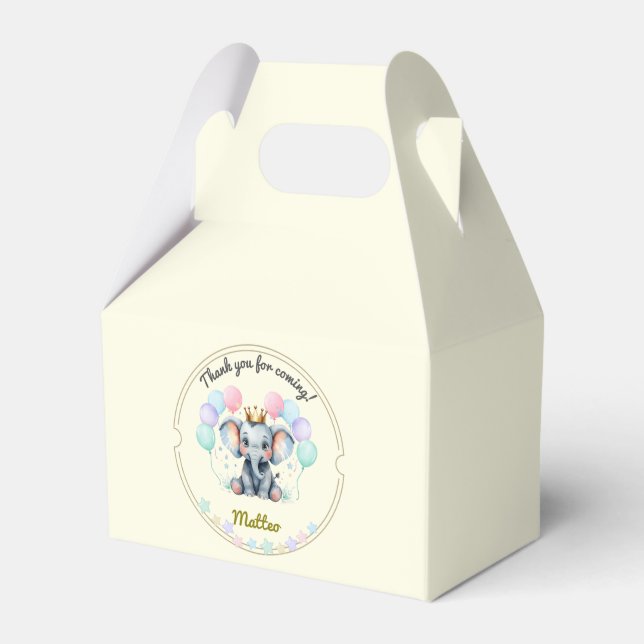 Sweet Pastel Elephant – editable  Favor Box (Front Side)