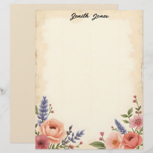 Sweet Pastel Flowers Letterhead