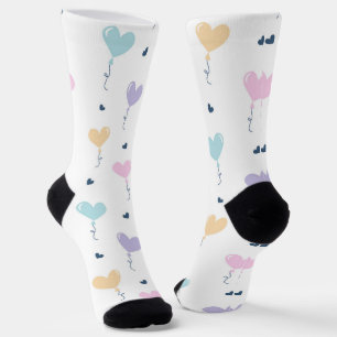 Sweet Pastel Heart Balloons and Tiny Dots Graphic Socks