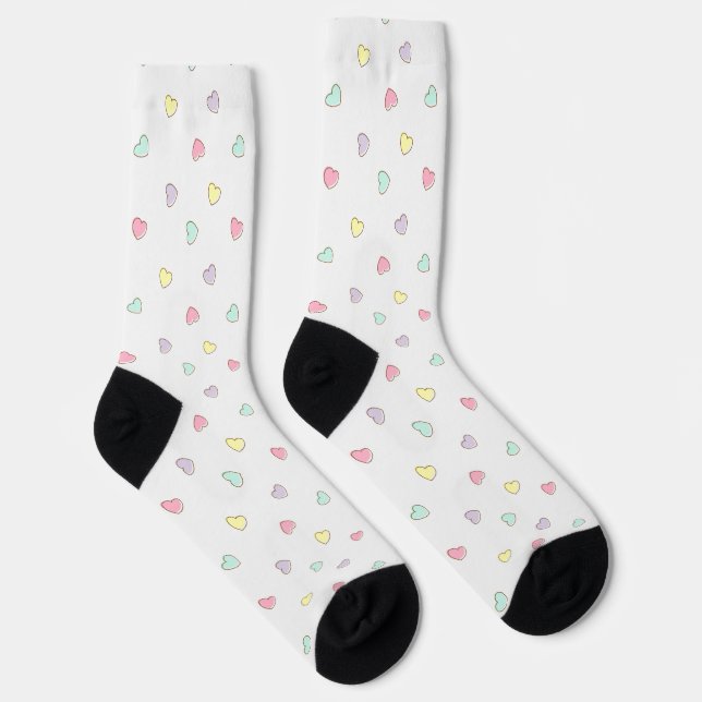 Sweet Pastel Hearts Pattern Socks (Right)