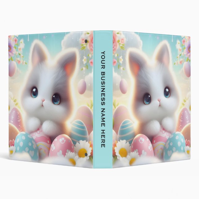 Sweet Pastel Kawaii Kitten Easter Eggs Binder (Background)