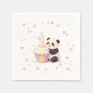 Sweet Pastel Panda Baby 1st Birthday Napkin