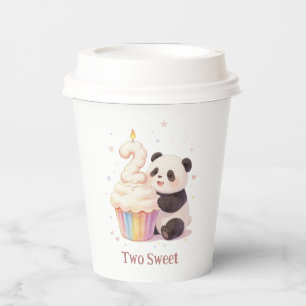 Sweet Pastel Panda Baby 2nd Birthday Paper Cups