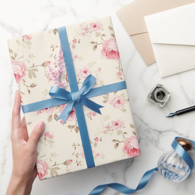 Sweet Pastel Pink Roses Wrapping Paper (Gifting)