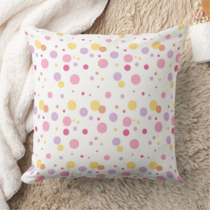 Sweet Pastel Polka Dot Pattern Throw Pillow