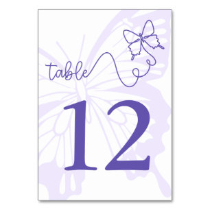 Sweet Pastel Purple Butterfly Garden Wedding Sign Table Number