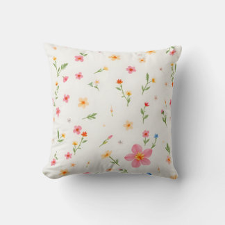 Sweet Pastel Wildflower Scatter Accent Pillow