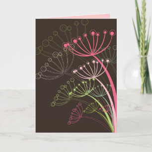 Sweet Pastels Pink Dandelions Modern Stylized Chic Card