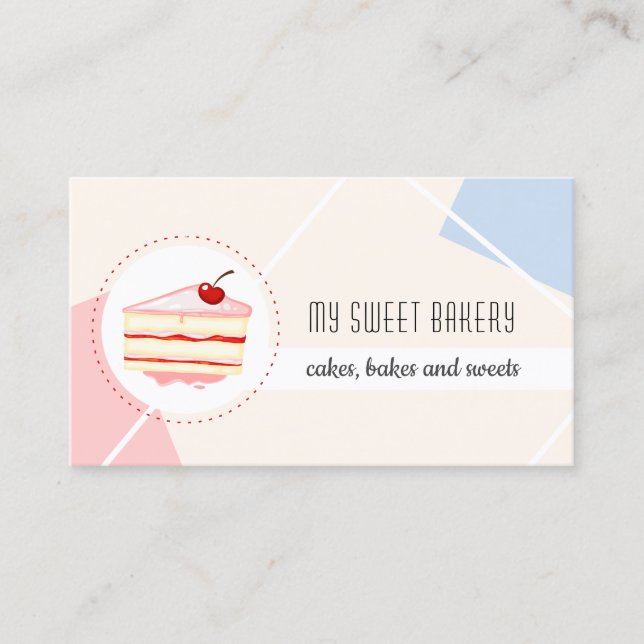 Sweet Pastry Shop Modern Bakery Cake Cupcake Baker Business Card (Front)