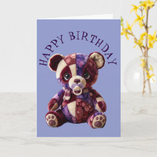 Sweet patchwork snuggle Bear Card