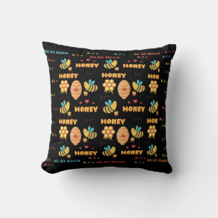 Sweet pattern busy Bees flying to the hives  Throw Pillow