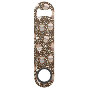 Sweet  pattern made of tasty cupcakes bar key