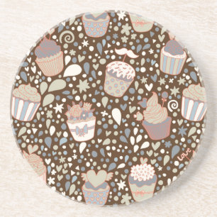 Sweet pattern made of tasty cupcakes coaster