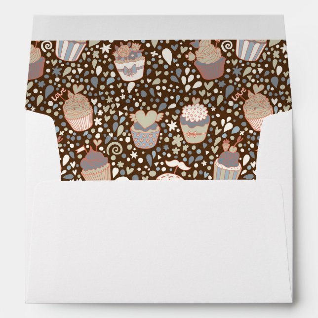 Sweet  pattern made of tasty cupcakes envelopes (Back (Bottom))