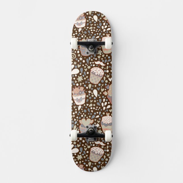 Sweet  pattern made of tasty cupcakes skateboard (Front)