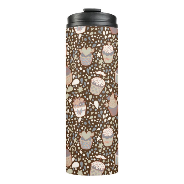 Sweet  pattern made of tasty cupcakes thermal tumbler (Front)