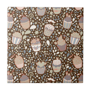Sweet pattern made of tasty cupcakes tile