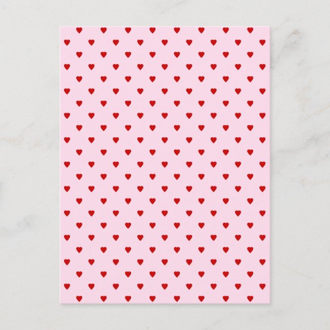 Sweet pattern of red hearts on pink. postcard (Front)