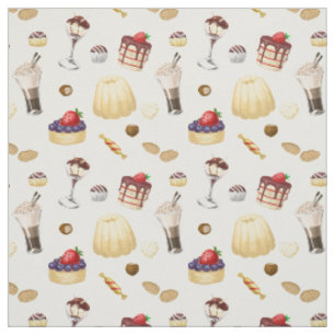 Sweet pattern with various desserts. fabric