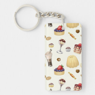 Sweet pattern with various desserts. keychain