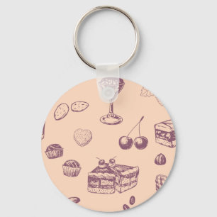 Sweet pattern with various desserts. keychain