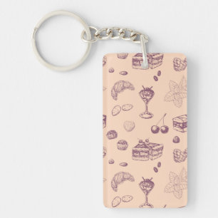 Sweet pattern with various desserts. keychain