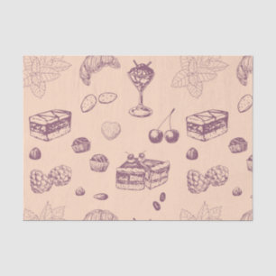 Sweet pattern with various desserts. tissue paper