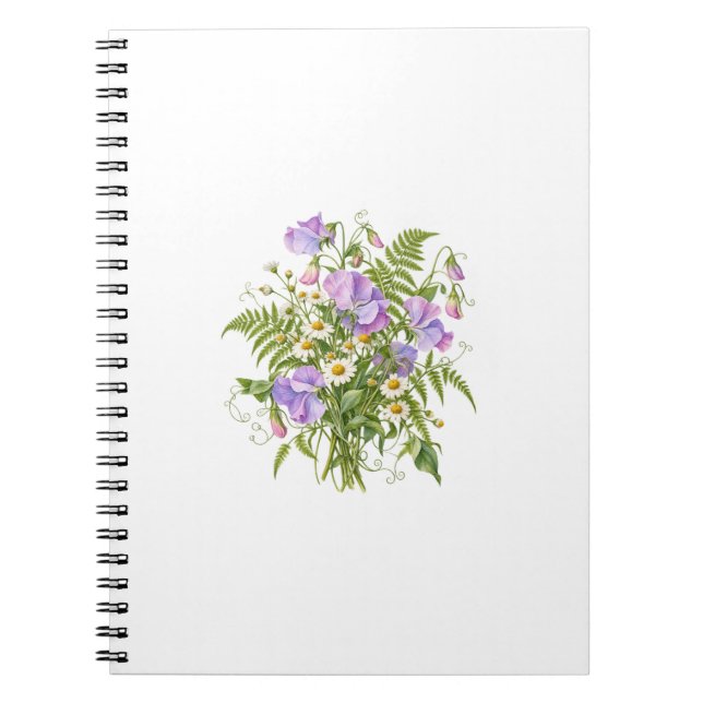 Sweet Pea and Chamomile Spring Garden Notebook (Front)